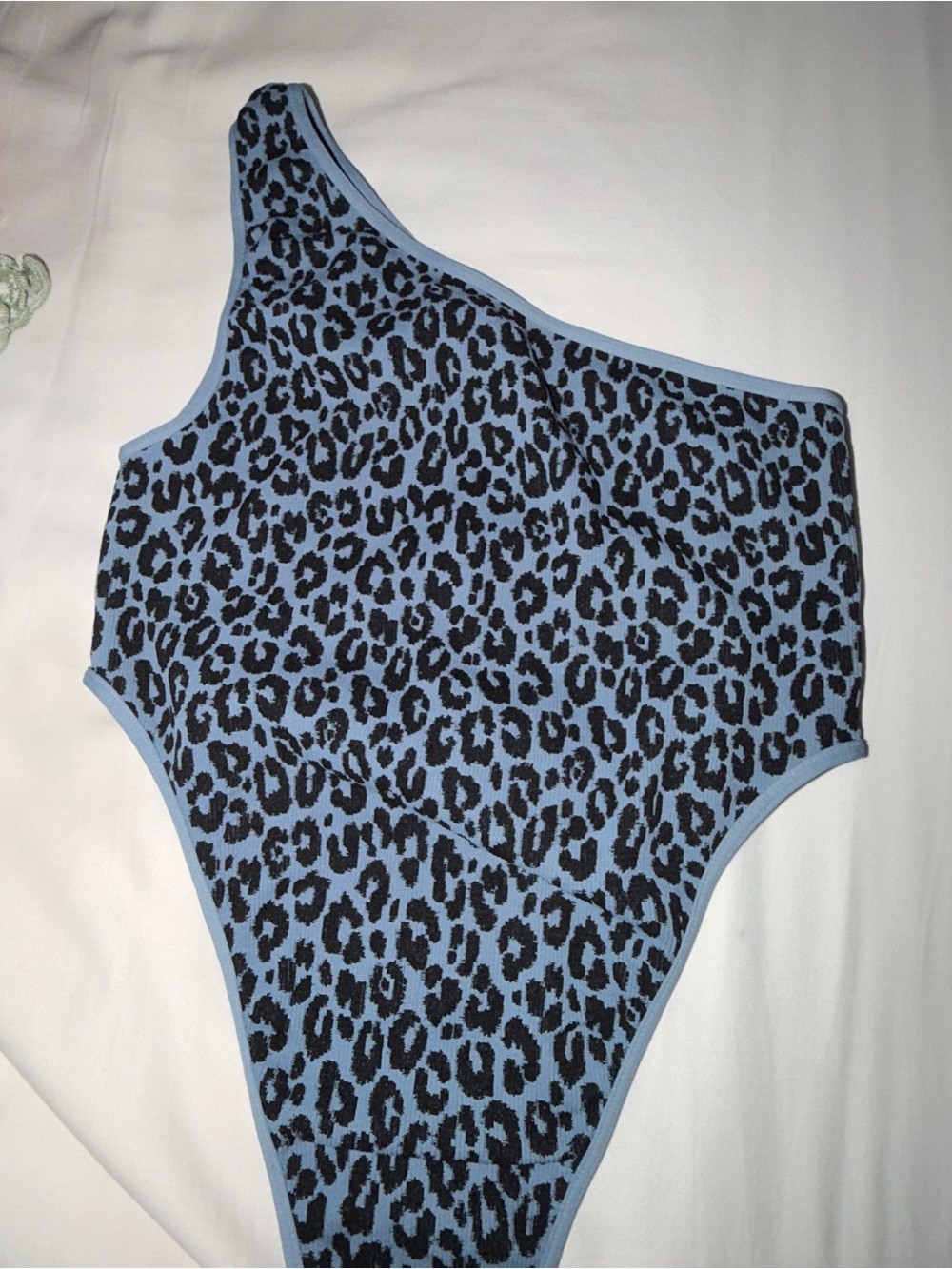 Nikibiki Blue and Black One-Shoulder Leopard-Print Bodysuit